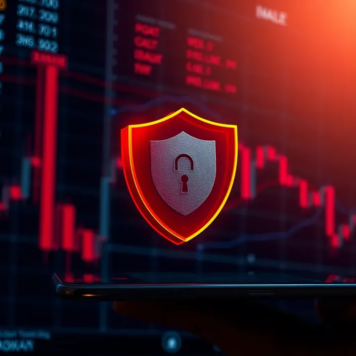 Security Features in Mobile Trading Apps for Indian Market Security shield icon representing robust protection measures in Indian mobile trading apps