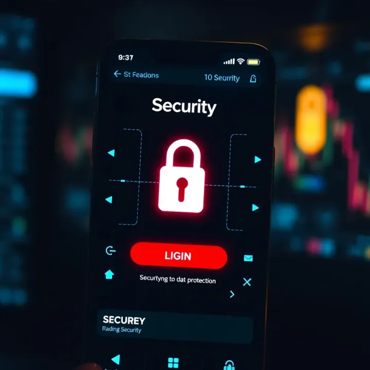 Secure login screen on a trading app emphasizing user security and data protection