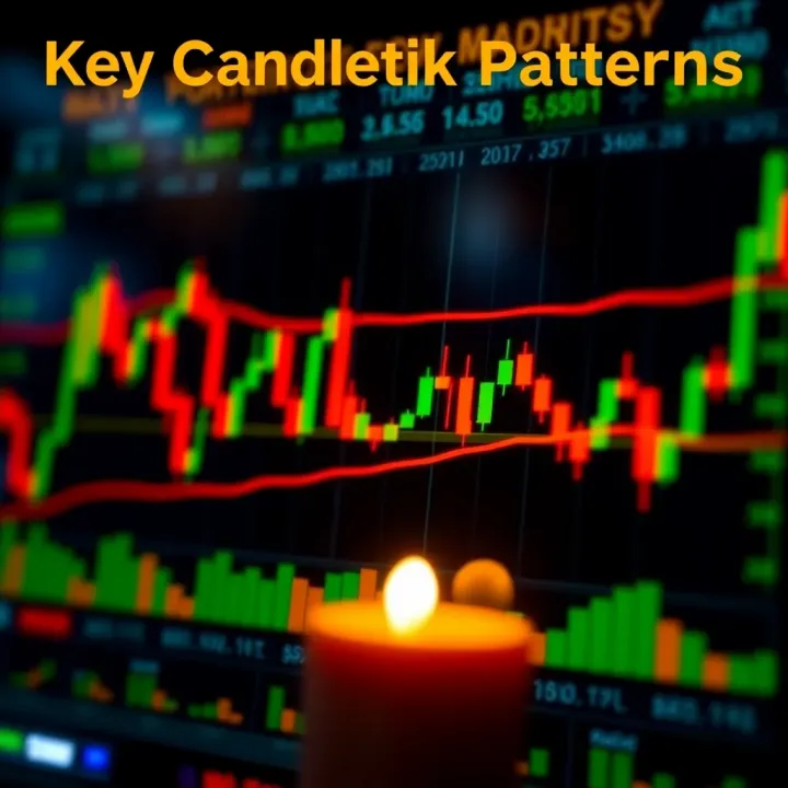 Key Candlestick Patterns Highlighting Market Trend Changes Visual representation of common candlestick patterns indicating market trend reversals and continuations