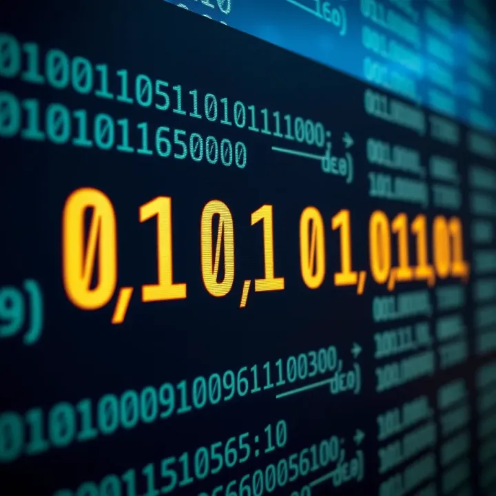 Diagram showing binary digits converting to decimal values