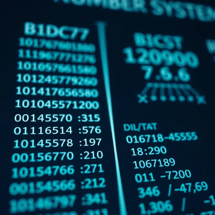 Contrasting Binary and Decimal Number Systems Comparison chart showing binary and decimal number systems with different bases and digit representations