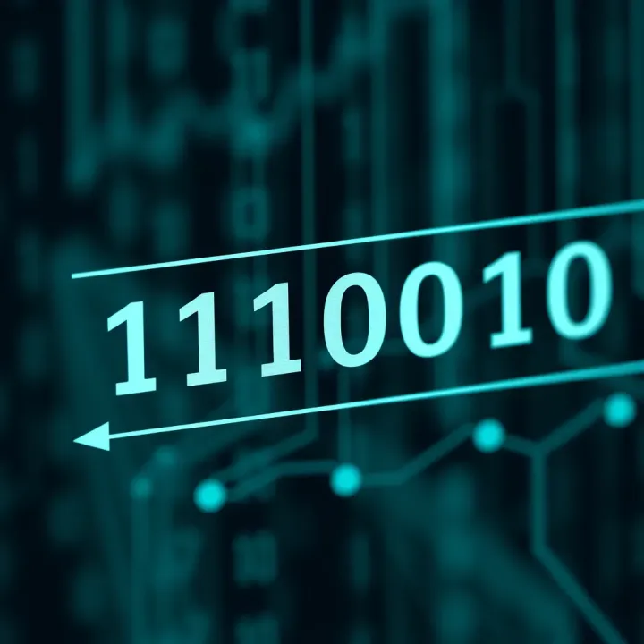 Diagram illustrating binary digits representing data bits in computing