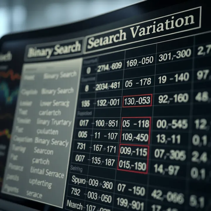 Binary Search Variations and Time Complexity Overview Chart illustrating various binary search implementations and their time complexity in data structures