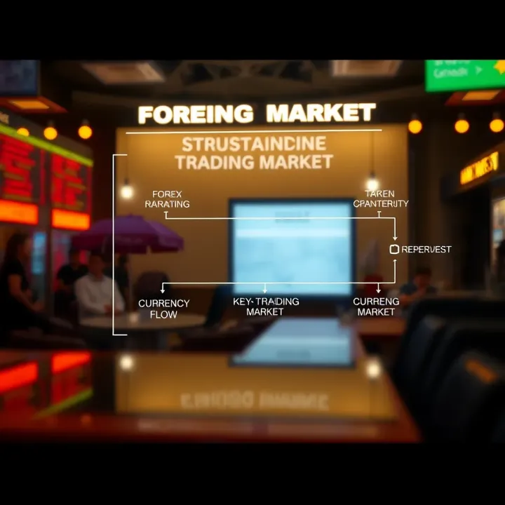 Diagram illustrating the structure of the forex trading market with key participants and currency flow