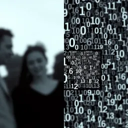 Transformation of Grayscale to Binary Representation Diagram showing the transformation of a grayscale photo into a binary black and white format