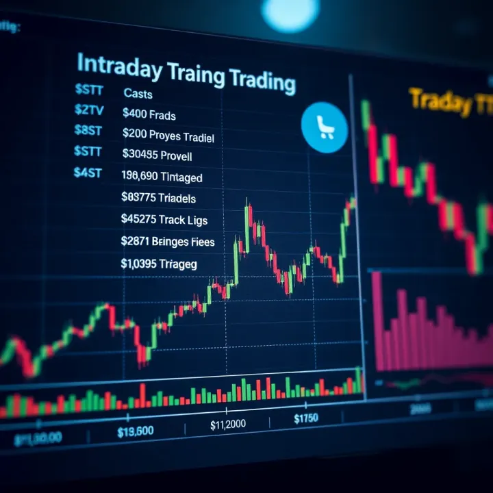 Breakdown of Intraday Trading Charges and Fees Chart displaying various intraday trading costs including brokerage, STT, GST, and additional fees alongside stock trend lines