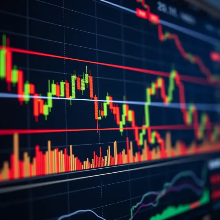 Common Chart Patterns on Real-Time Trading Graphs Real-time trading chart displaying various common chart patterns such as head and shoulders and triangles for market analysis