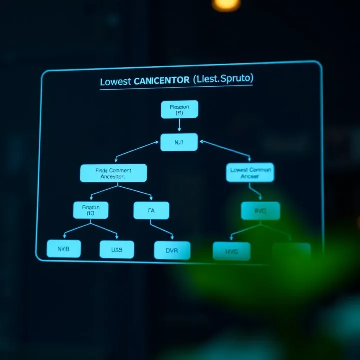 Algorithmic Flowchart for Locating Lowest Common Ancestor Flowchart explaining the algorithmic approach to finding the lowest common ancestor in a binary tree structure